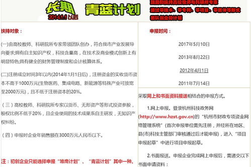 杭州科技型初創企業培育工程政策專題 雛鷹計劃,青藍計劃